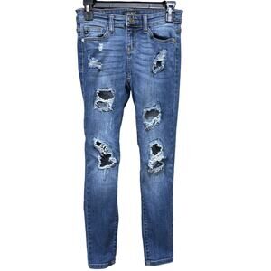 Judy Blue Womens Ripped Skinny Jeans Size 25 Dark Blue Cotton Blend Stretch